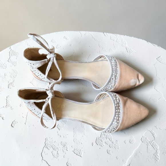 Franco Sarto Natural Leather and Suede Flats with Ankle Tie, 8 - Picture 2 of 13
